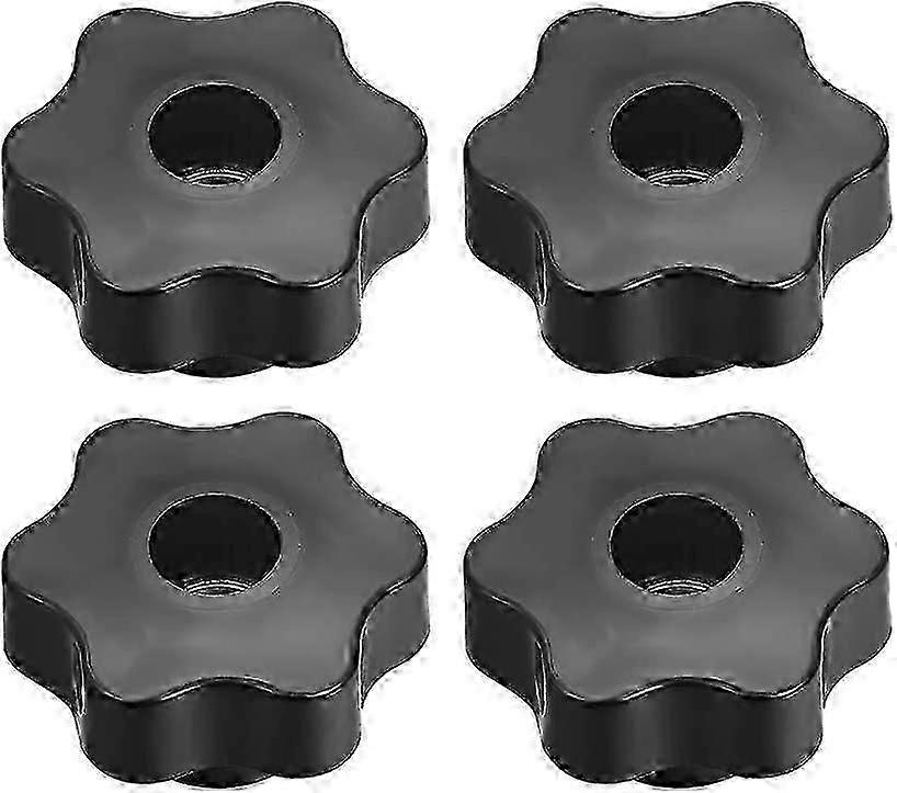 Star Shape Clamp Handle Knobs, M12 Threaded Screw Knobs, Plastic and Metal, 4pcs for Lathes and Mechanical Equipment