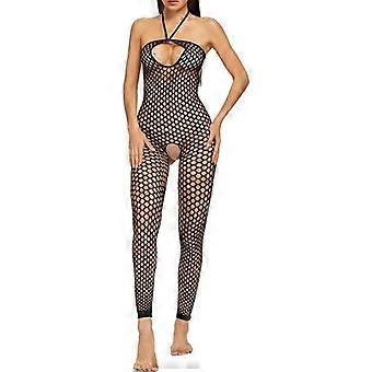 Conjunto de lencería de rejilla bodystockings mallas transparentes lunares - negro - mujer - nylon spandex