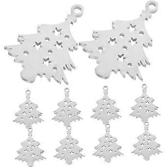 10 Pieces Stainless Steel Christmas Tree Pendants for Dog and Cat Collars - Durable and Elegant Festive Accessories
