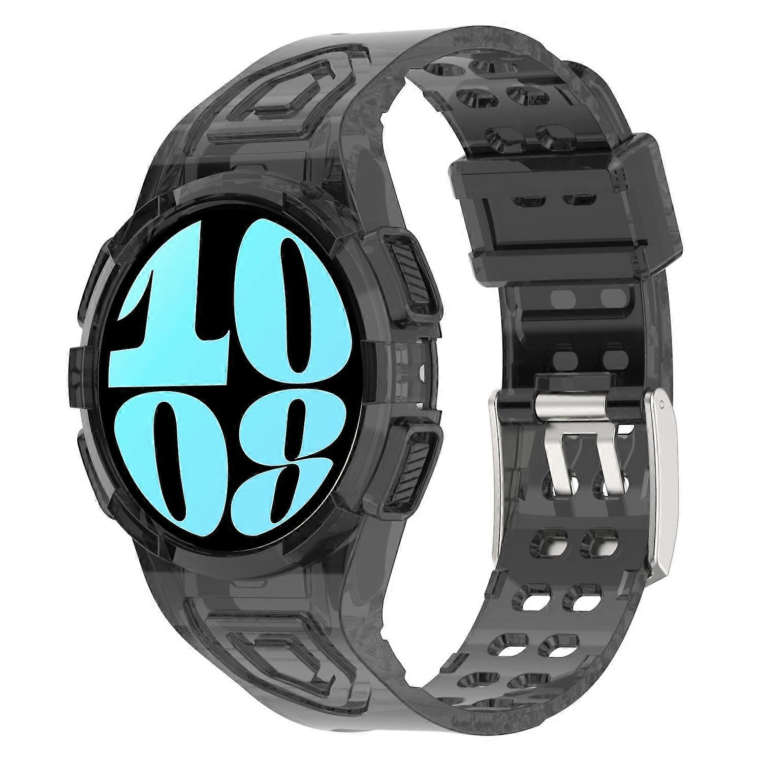 Silicone Strap with Case Protection for Samsung Galaxy Watch 6 44mm Black / Transparent