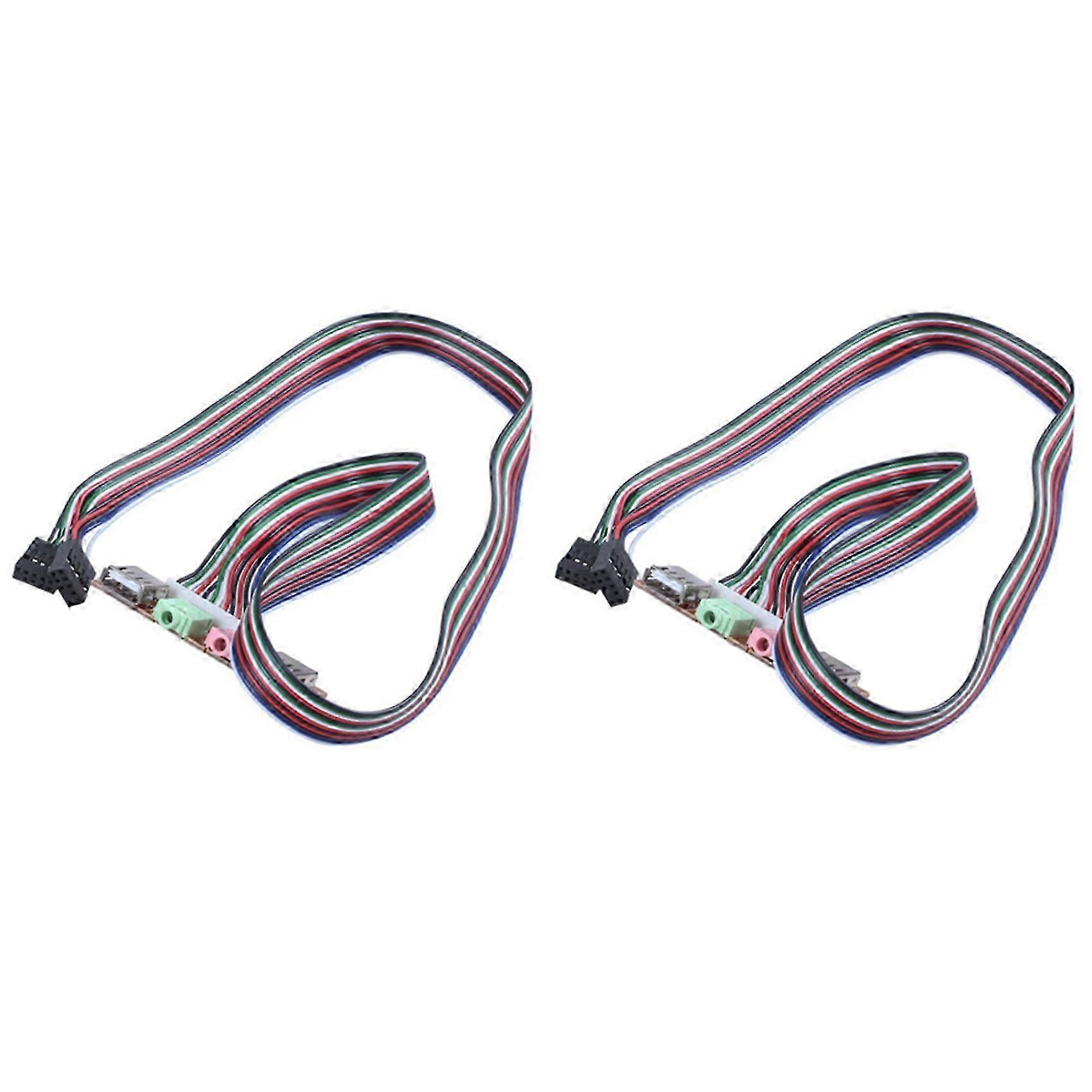 2X PC Computer USB Port Audio Headset Microphone Cable Support Front Panel