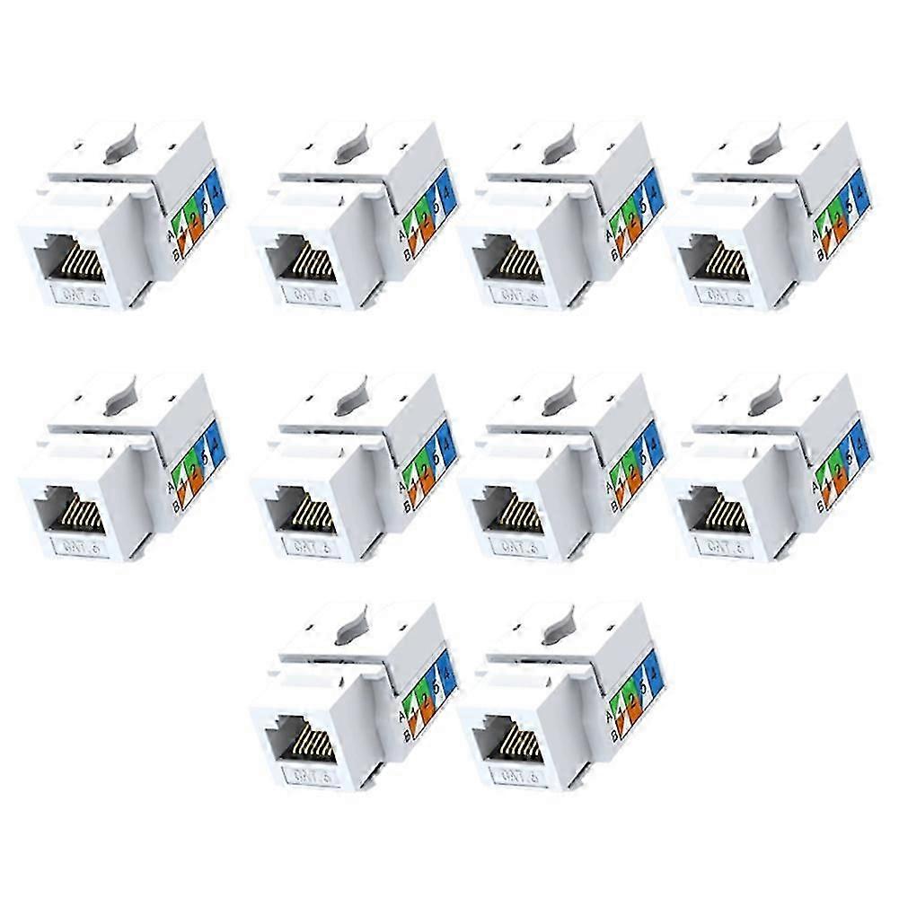 10PCS Cat6 Jack, Ethernet Punch Down Connector, Wall Adapter 90-Degree Module Coupler, Compatible C