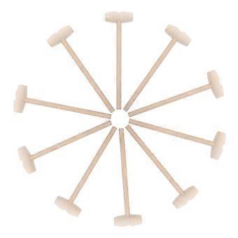 Wooden Mallets Mini Hammer Toys compatible with Kids Use 10Pcs Set in Khaki