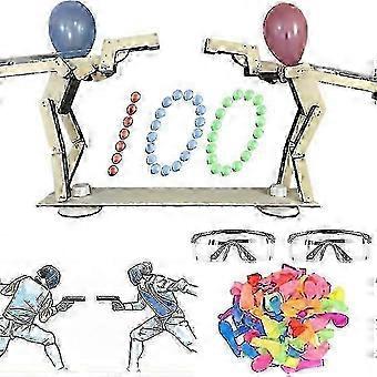 Handgemachtes hölzernes Schießpuppen-Ballon-Spiel - Headshot WoodBots, 2025 Neues Whack A Balloon Strategie-Brettspiel für Partyspaß und Kampf