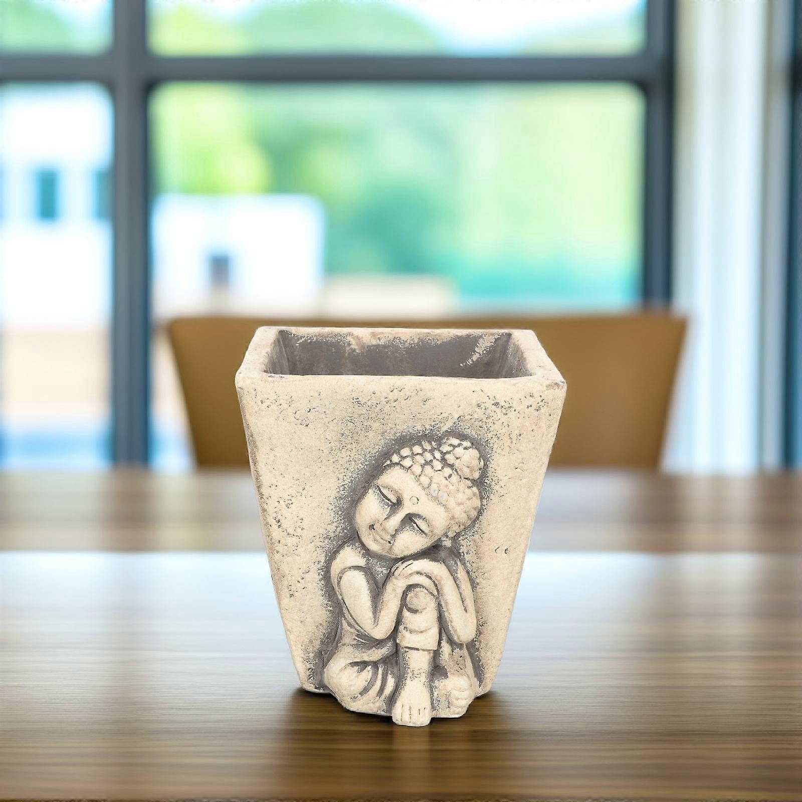 Cement Plants Buddha Design Flowerpot for Storage Use