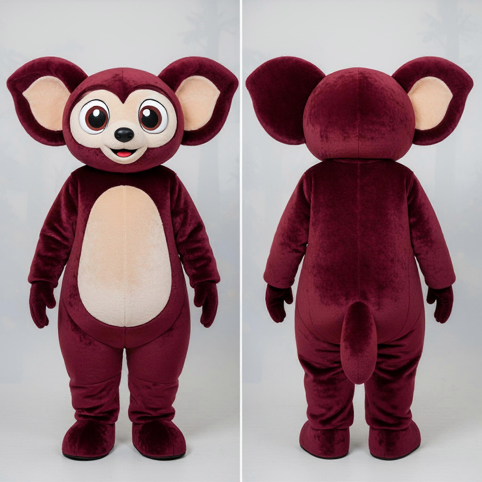 MASTICOT Maroon Fluffy Ayeaye Mascot
