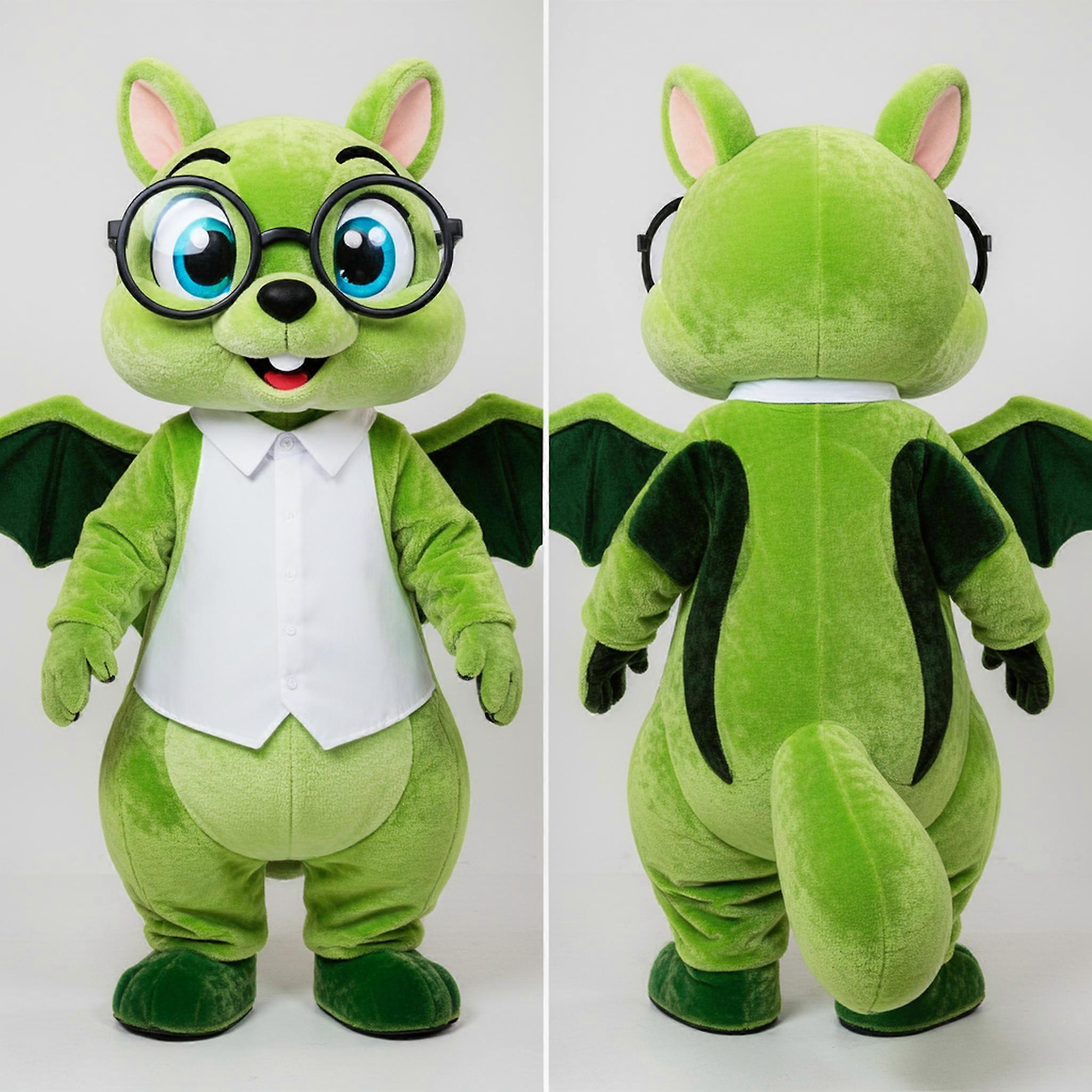 MASTICOT Lime Green Playful Flying Squirrel Mascot