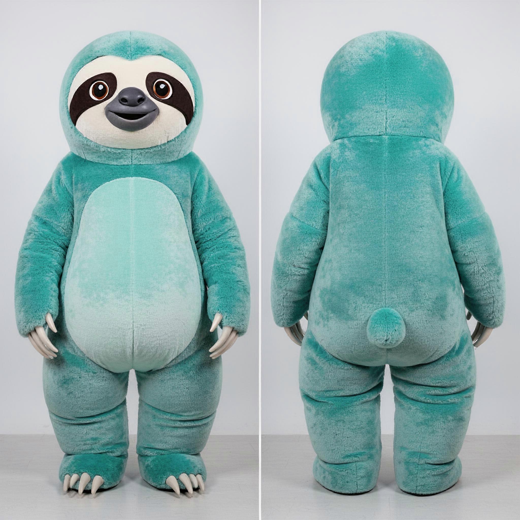 MASTICOT Teal Fuzzy Giant Sloth Mascot