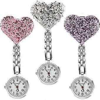 3-delige verpleegstershorloge, polshorloge voor hartverpleegkundigen, zakhorloge voor artsen met broche/reversspeld