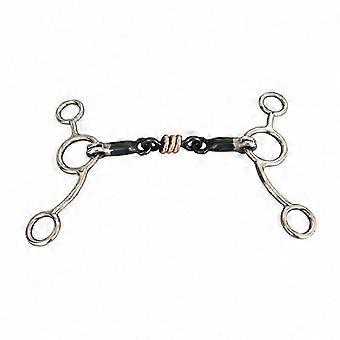 Horse Training Gag Ring Snaffle Bit with 145mm Stainless Steel & Brass Mouthpiece