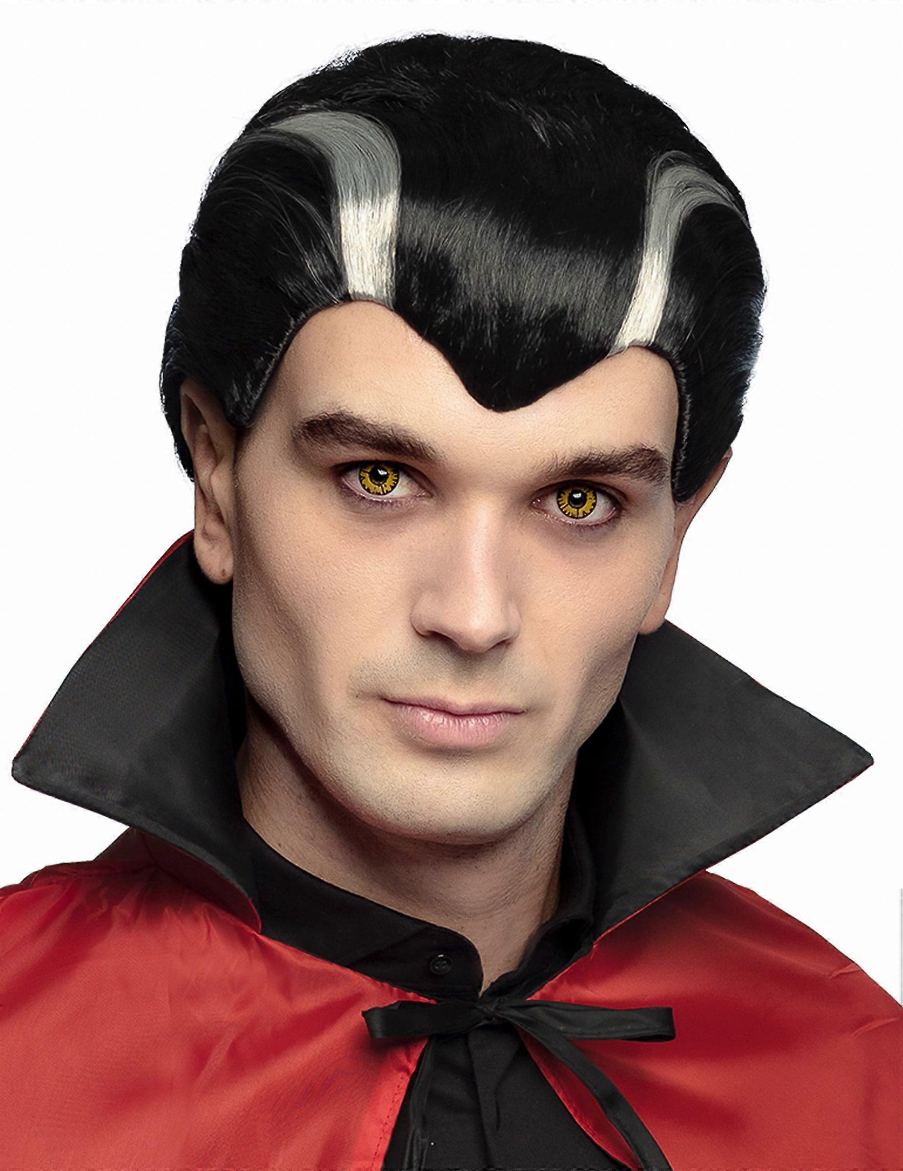 Black and white vampire wig for men