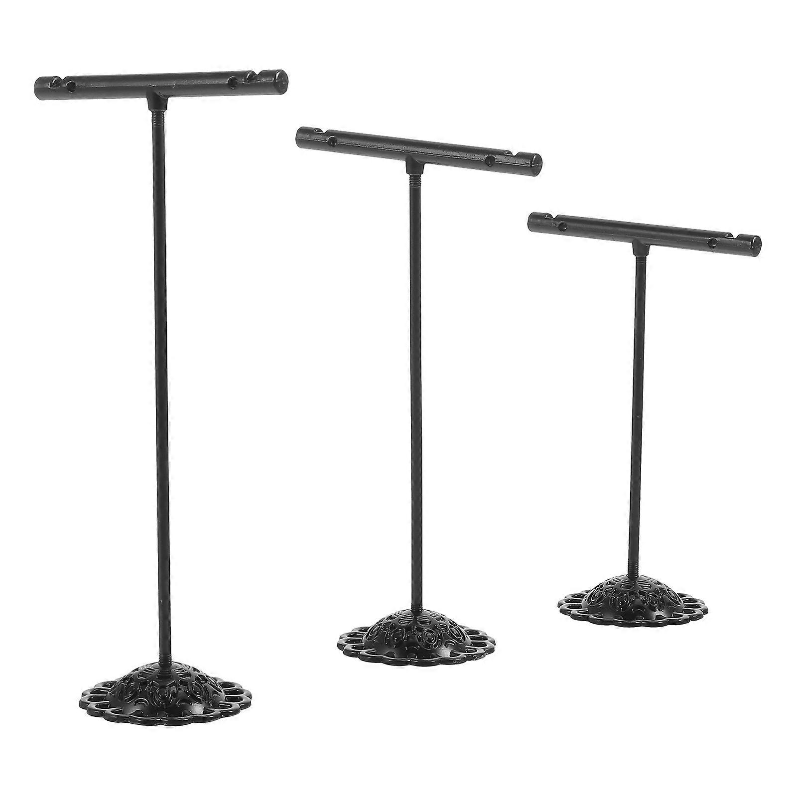 Earring Displaying Rack T Shape for 3Pcs Metal Earring Stand Storage