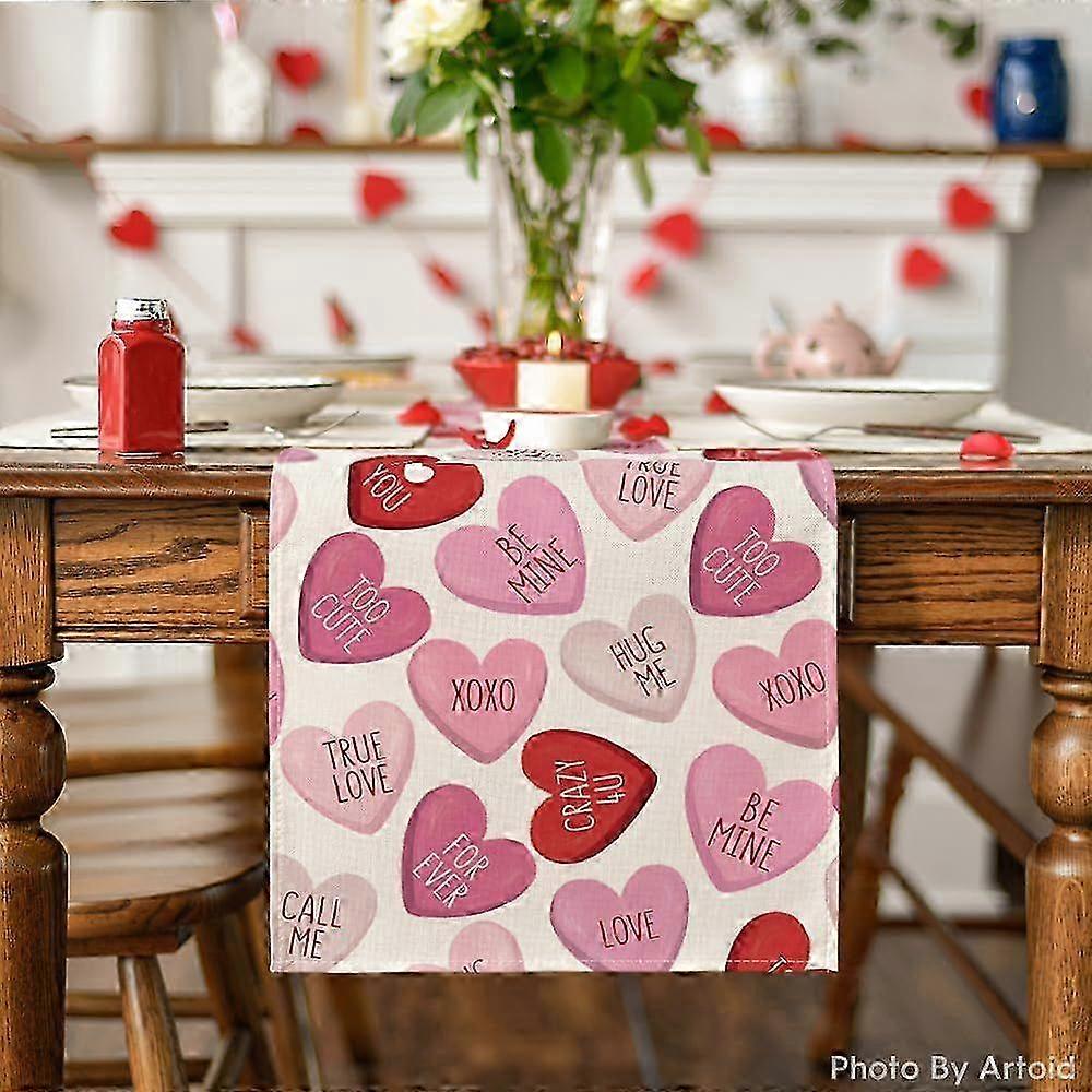Pink Heart Dining Table Runner 13x72