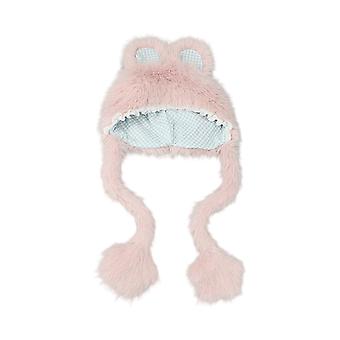 Lovely Rabbits Ear Hat For Teens Furry Plush Trapper Women Outdoor Headwear Camping Walking Coldproof Earflap Caps Pink