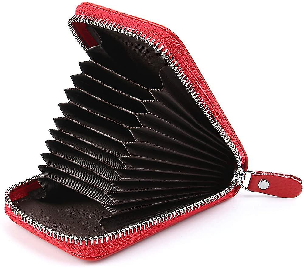Zipper Leather Credit Card Holder (red)