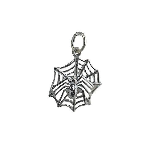 Silver 17x16mm Spider on Webb Pendant or Charm