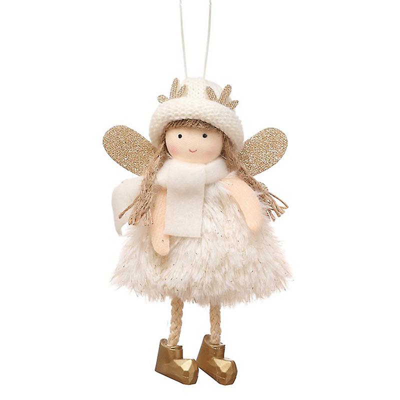 Christmas Ornament Angel Antlers Plush Doll Pendant Xmas Tree Hanging Decoration