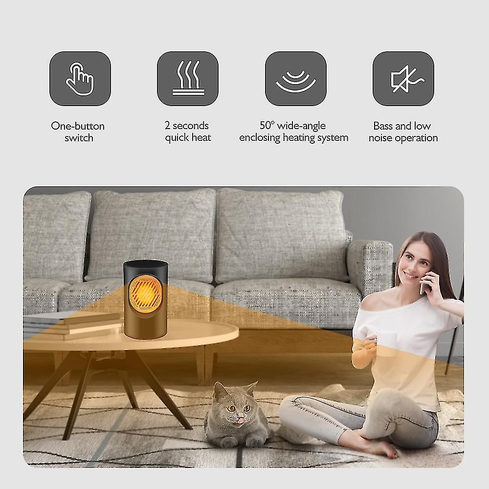 Calentador eléctrico Calentadores de ventilador de escritorio portátiles inteligentes Ptc Cerámica Calentamiento rápido Soplador de aire caliente Oficina en casa Máquina calentadora de invierno