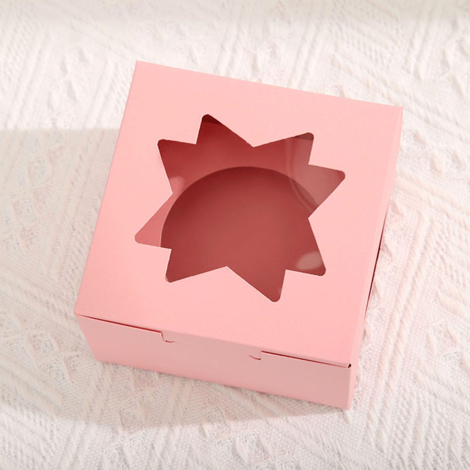 50pcs Valentine's Day Cupcake Boxes Oil-proof With Clear Windows Cupcake Boxes