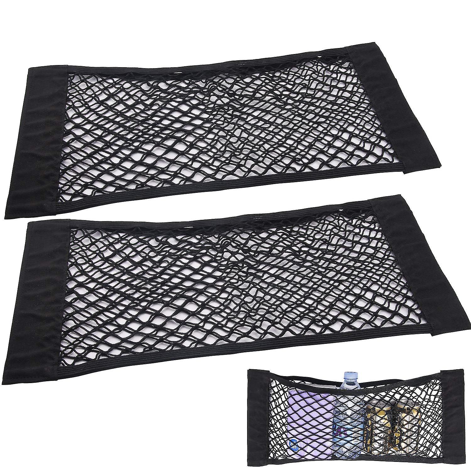 2 Pack Car Trunk Net Mesh Auto Cargo Storage Organizer Small Elastic Suv Netting Pocket Wall Sticker Add On Pouch Bag
