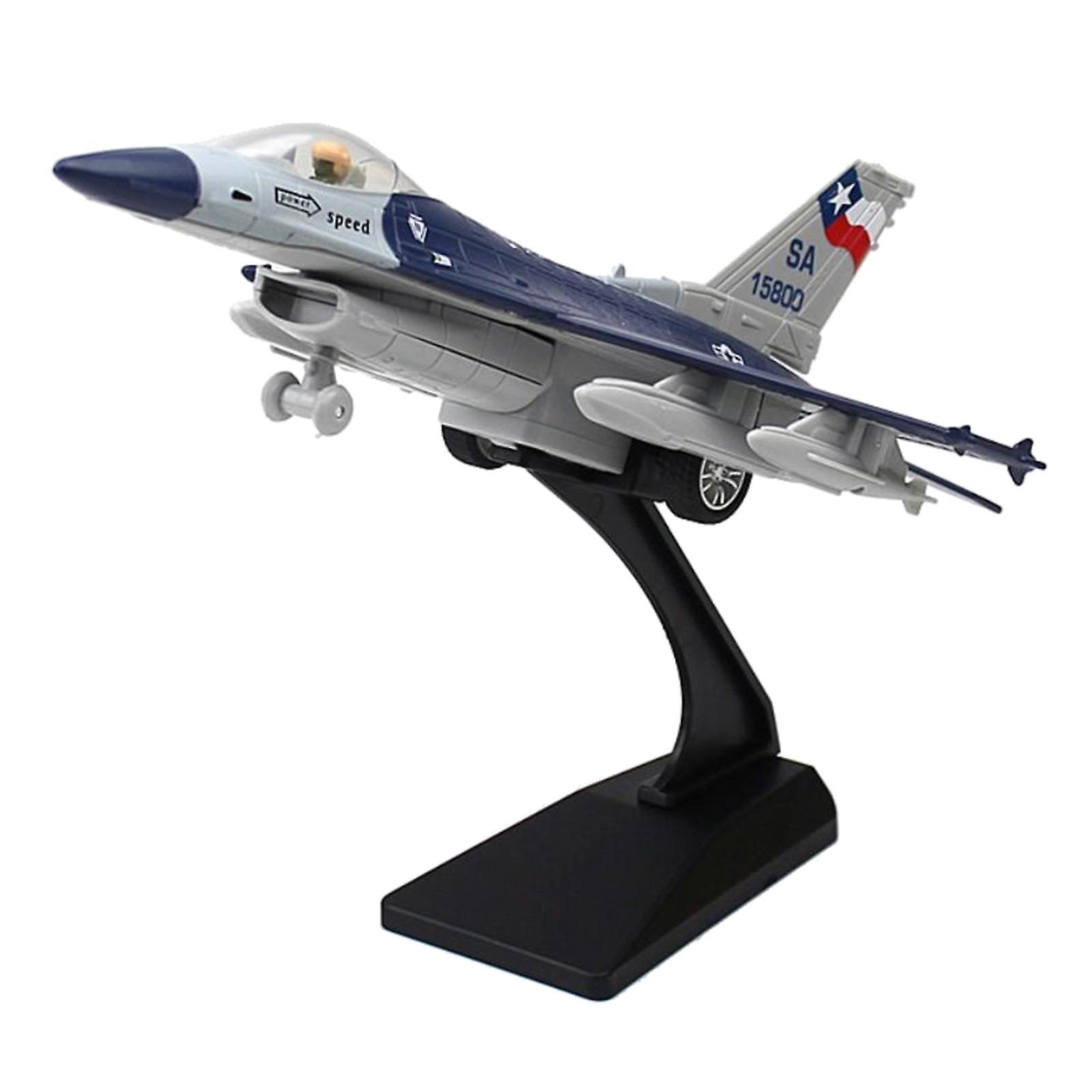 1:100 F-16 Fighter Plane Diescast Alloy Fighter Plane Model with Stand Blue