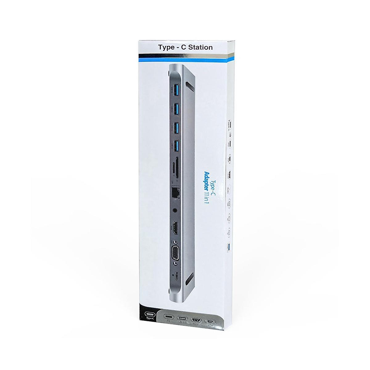 11 In 1 Type C Dock USB Hub 3.0 Splitter Multiport Adapter 4K -Compatible RJ45 SD/TF VGA PD Audio L