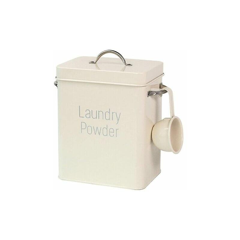 Laundry Detergent Container with Spoon, Detergent Bucket, Metal Detergent Storage Container for Household Detergent Multipurpose Storage Box Beige