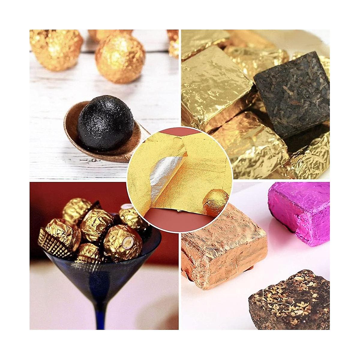 1000 Pcs Foil Candy Wrappers, 4 in X4 in Golden Foil Candy Wrappers for DIY Candy Chocolate Packagi