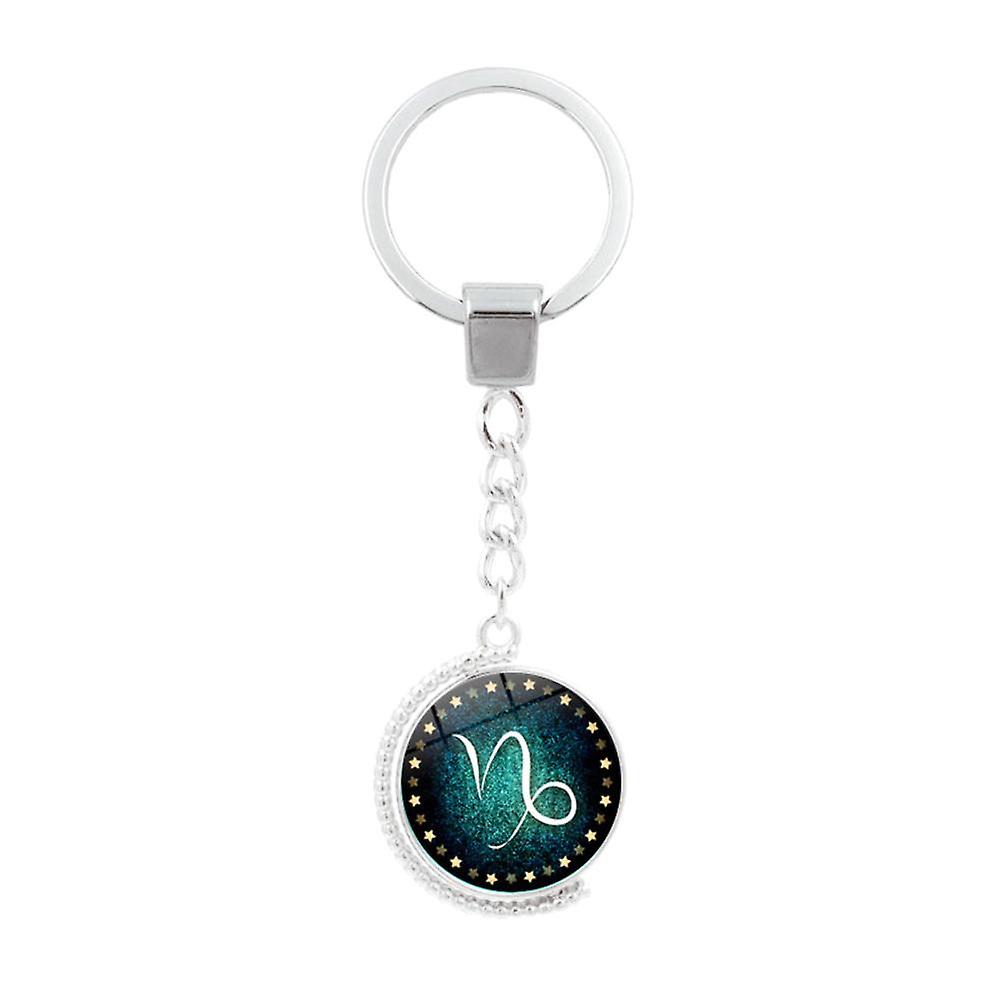 Merryso 12 Constellations Double Side Rotatable Glass Cabochon Pendant Keychain Key Ring