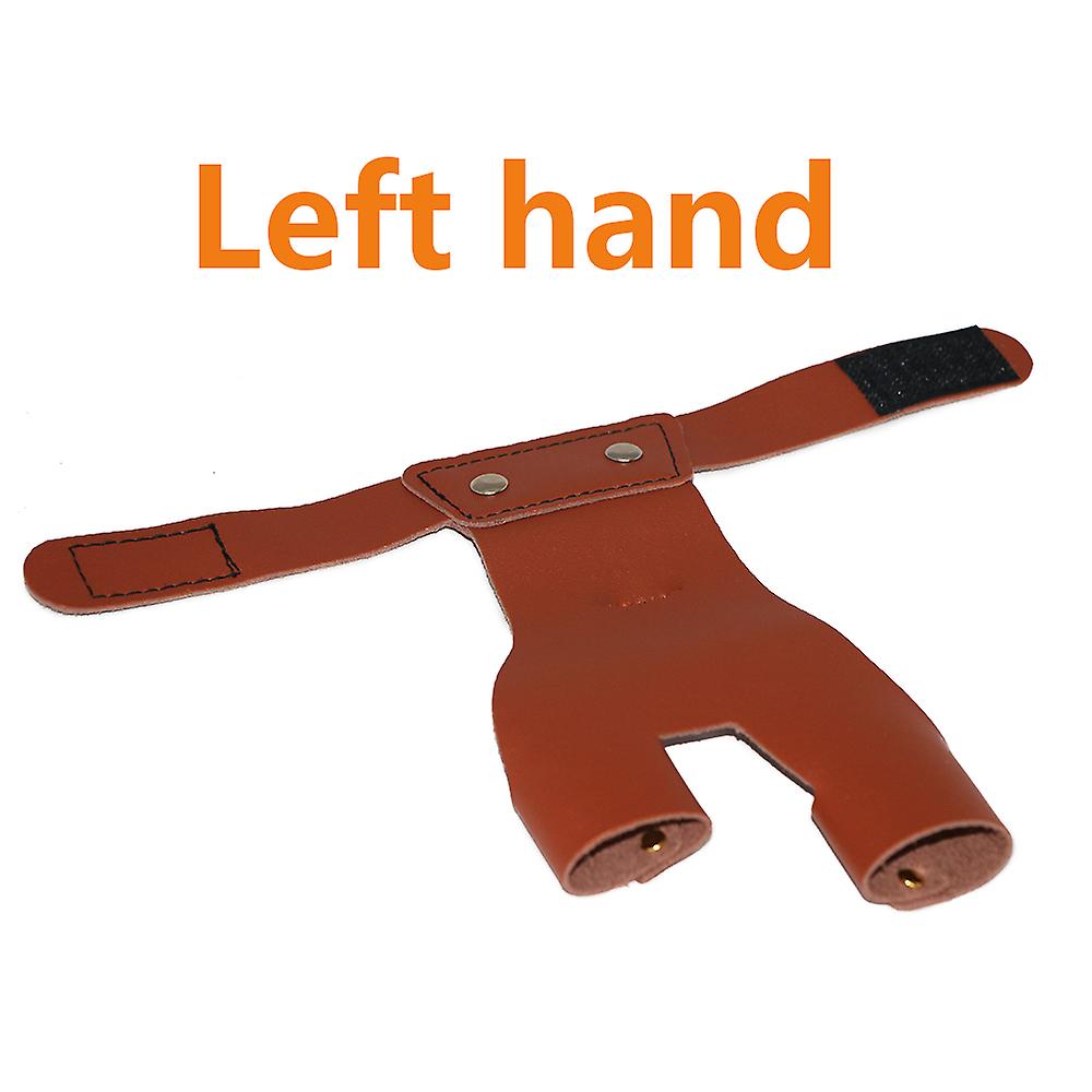 Brown Cowhide Finger Protect Glove Guard Leather Left/right Hand Thumb Index Fingers Fortraditional Bow Arrow Hunting Shooting-left Hand