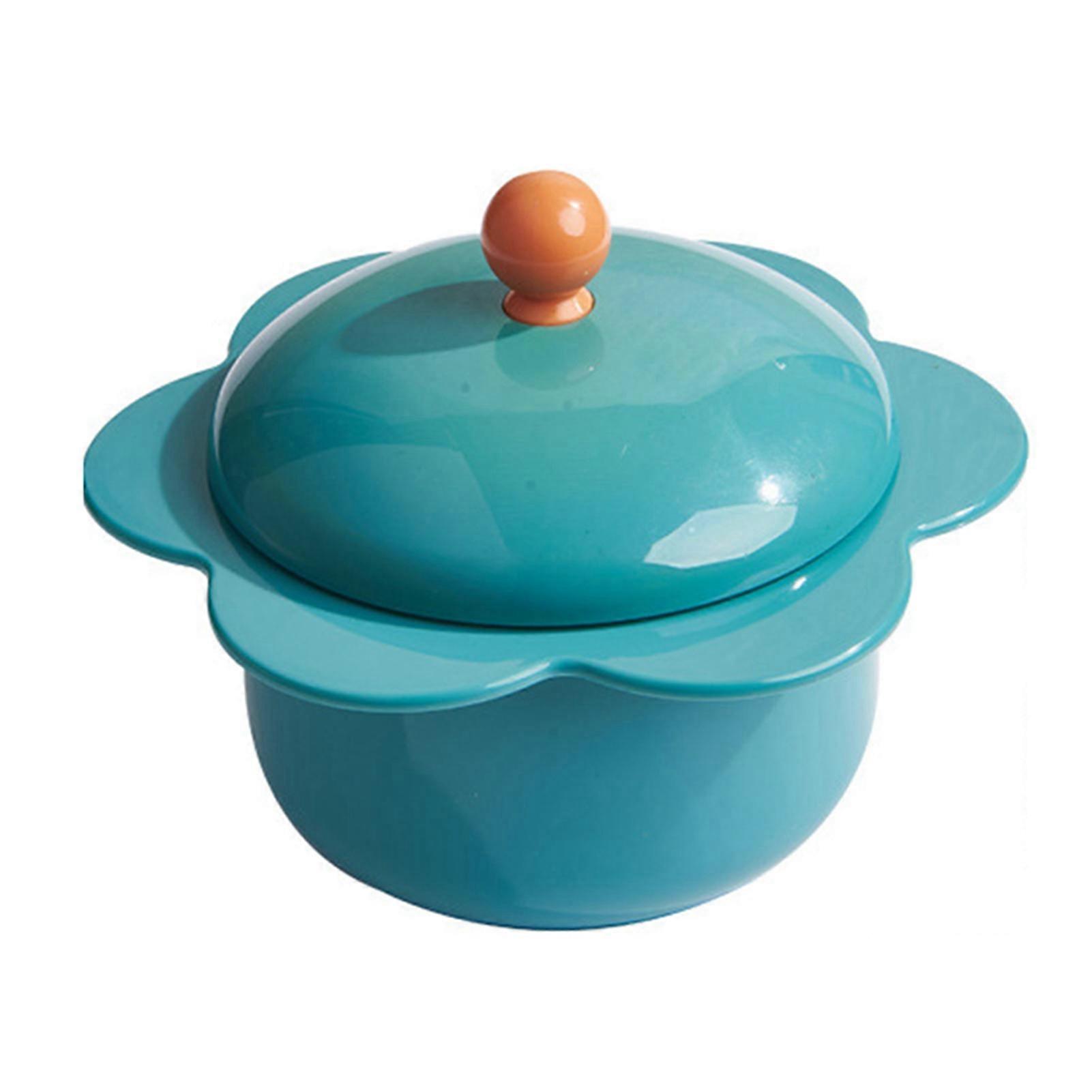 Sunflower Shape Instant Noodles Bowl Stainless Steel Instant Noodles Bowl Japanese Style Students Food Container with Lid Peacock Blue
