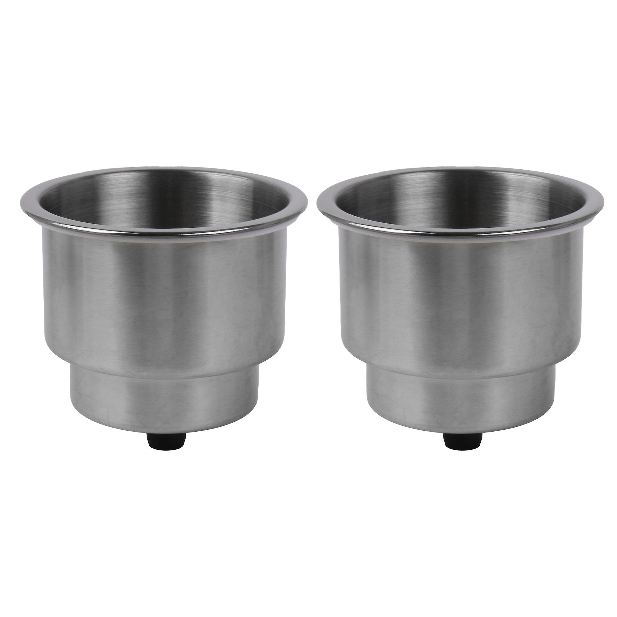 2Pcs Stainless Steel Cup Drink Holders with Drain for Marine Boat RV