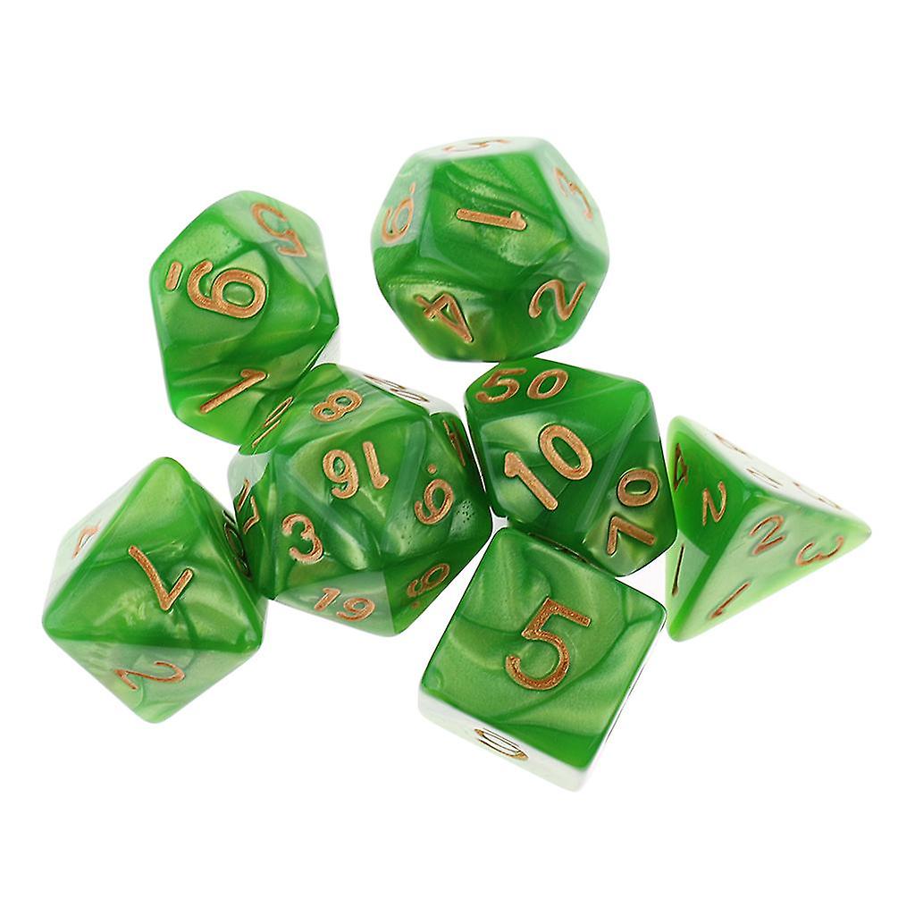7pcs Polyhedral Dice for for Dungeons and Dragons Dice Party Games Yellow Green