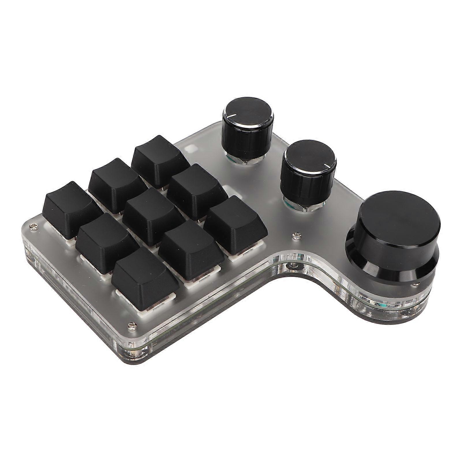 Mini Custom Keypad 9 Keys 3 Knobs Programmable RGB Backlit Programming Macro Keypad compatible with Computer Gaming Software Black