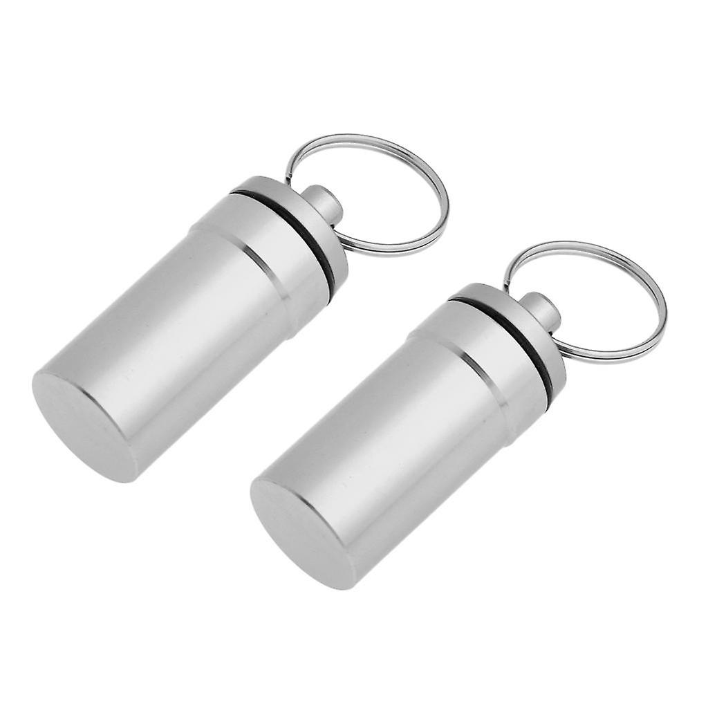 2 Pieces Mini Portable Waterproof Pill Capsule Box Container Pendant Red