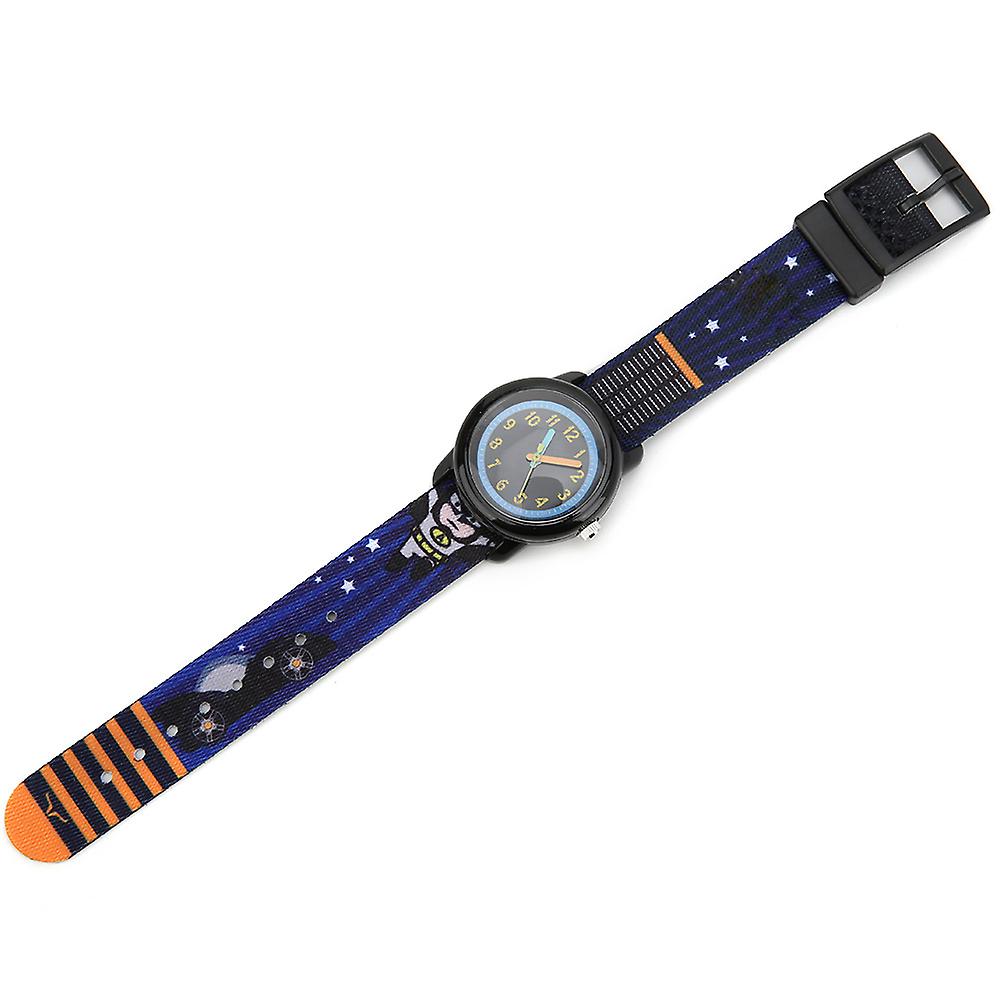 Children Watch Cartoon Pattern Waterproof Ribbon Strap Quartz Children WatchNight Pattern