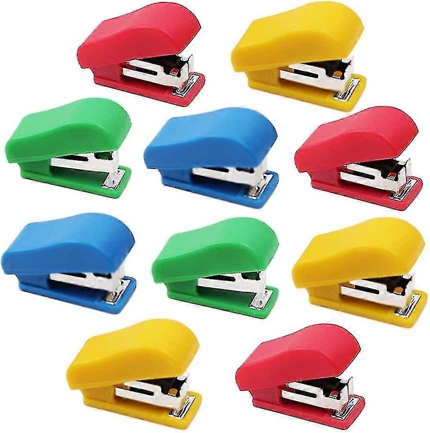 10 Set Mini Office Stapler With 10# Staples, Small Hand Stapler Portable Desktop Stapler Student Sta