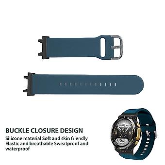 Soft Silicone Watch Strap Adjustable Replacement Band Accessory Fit for Amazfit T Rex 2 Smart Watch Dark Blue