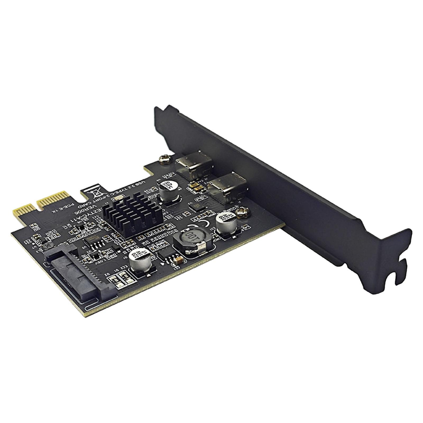 USB3.2 10Gbps PCI Type C Expansion Card Black Convenient Installation 10Gbps Transmission Replacement for Personal Computer