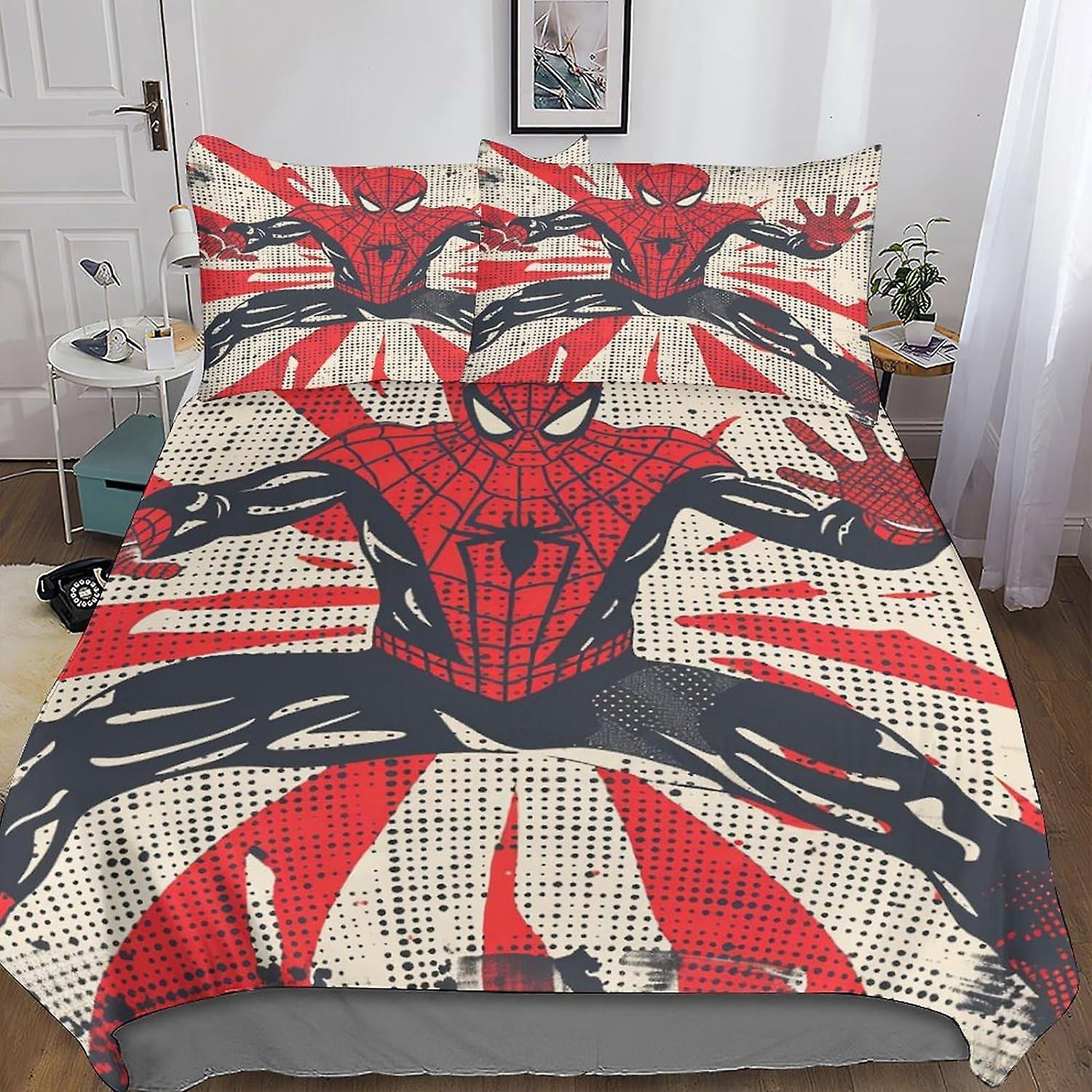 DSJackson Cool Spider Man Vibrant 3D Print Duvet Cover Set with Hidden Zipper Closure - Microfiber Movies Bedding Set with Pillowcases - Perfect for B