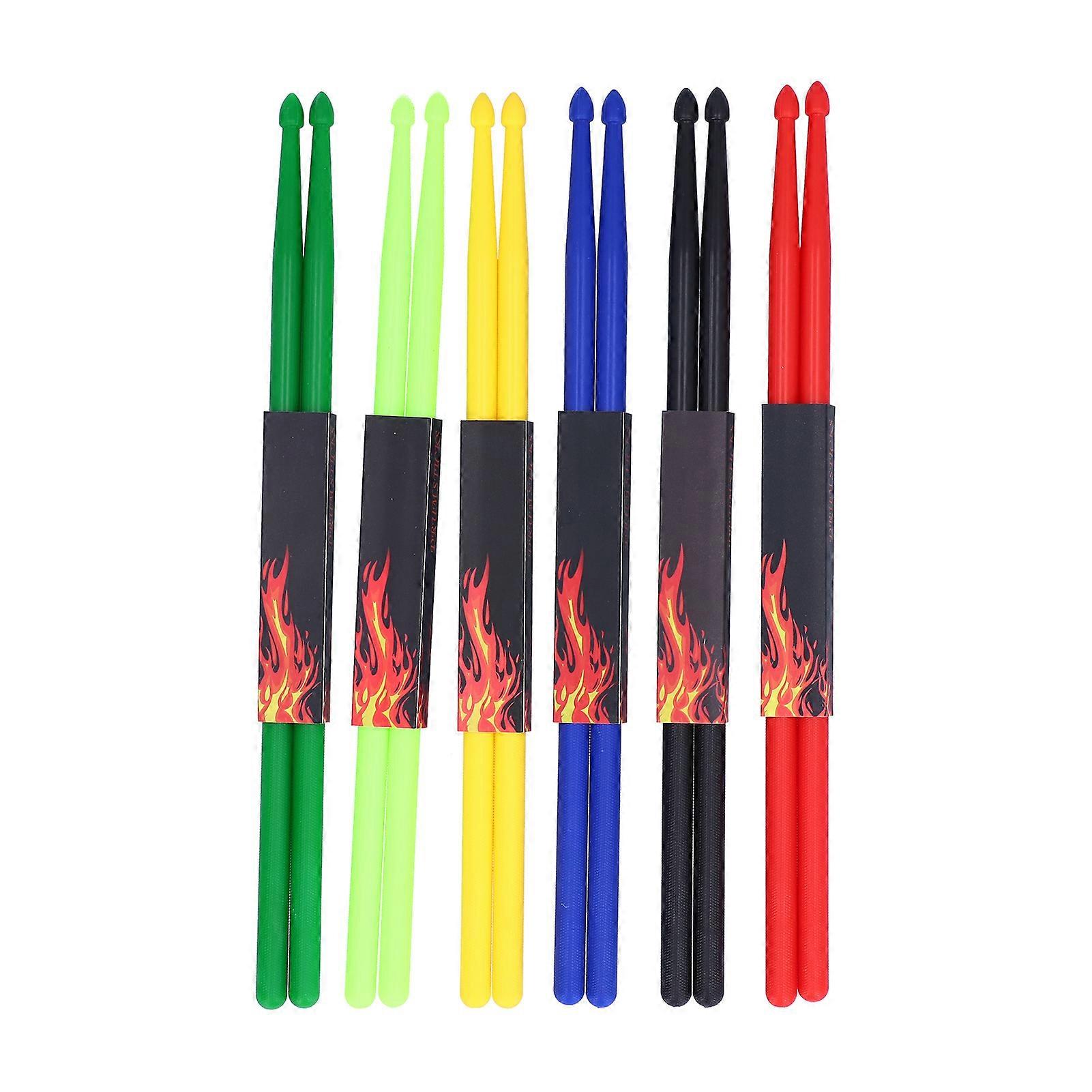 6 Pairs Professional 5A Nylon Drum Sticks Set, Lightweight, Durable, Non-Slip Drumsticks for Adults and Kids