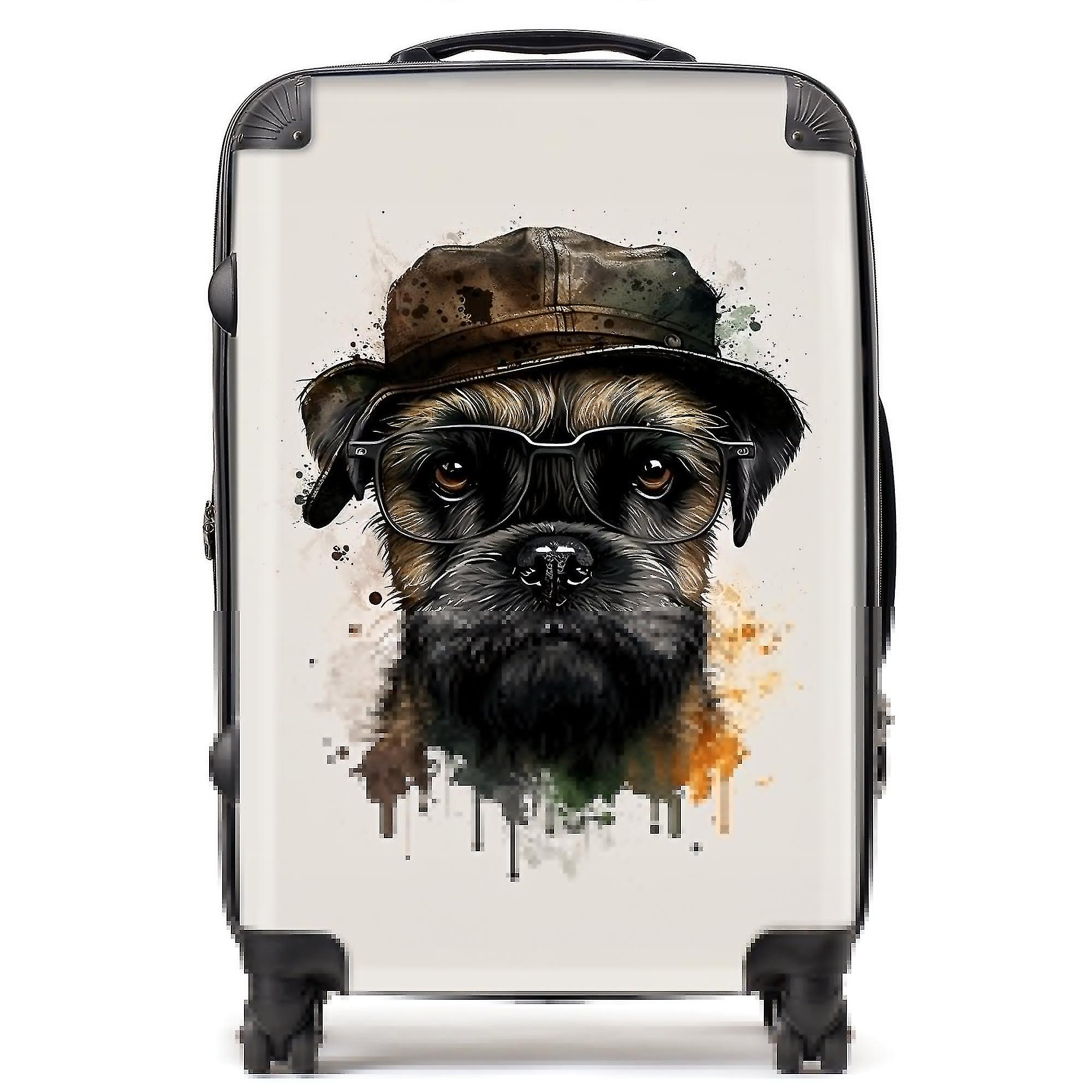 Border Terrier Dog With Glasses Splashart Suitcase