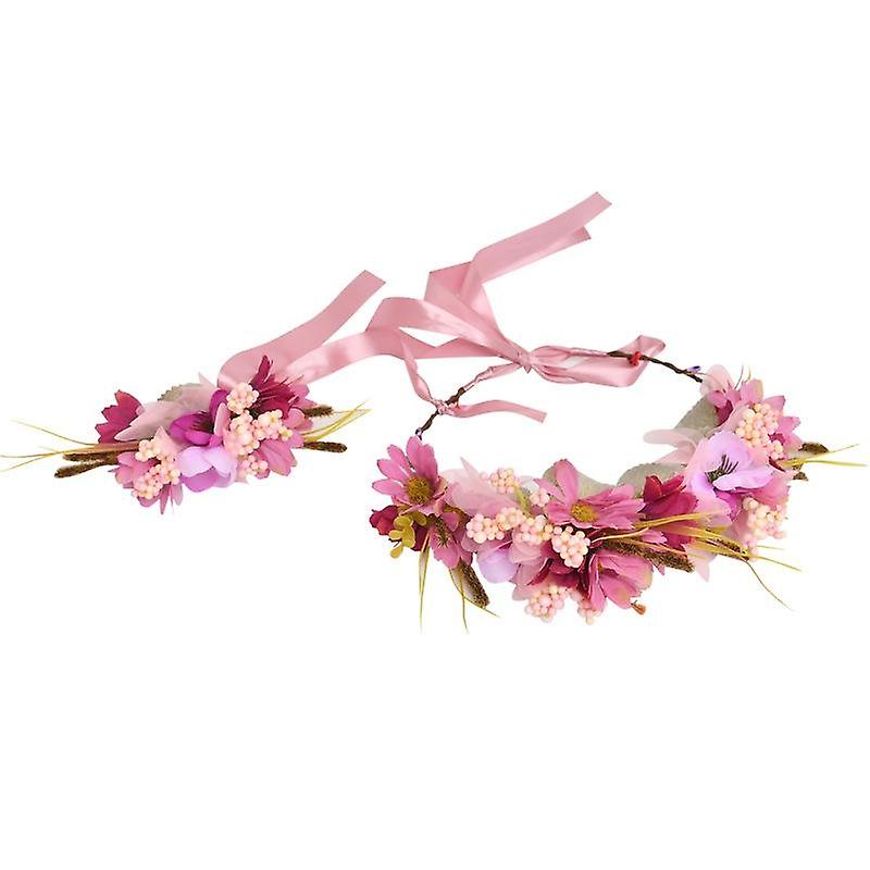 Artificial Flower Wreath Wristband Set for Wedding