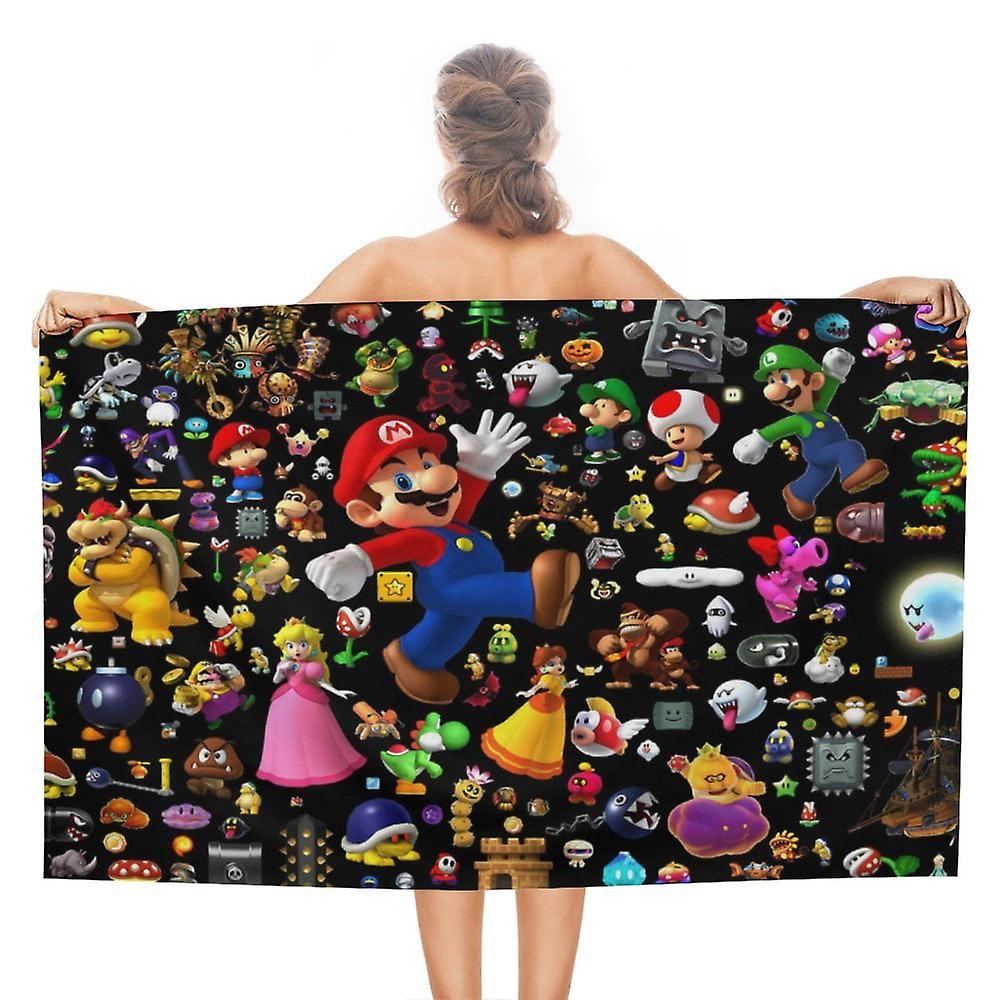 Mario Bros. Movie מגבת חוף מיקרופייבר רך סופג מגבות אמבטיה ייבוש מהיר