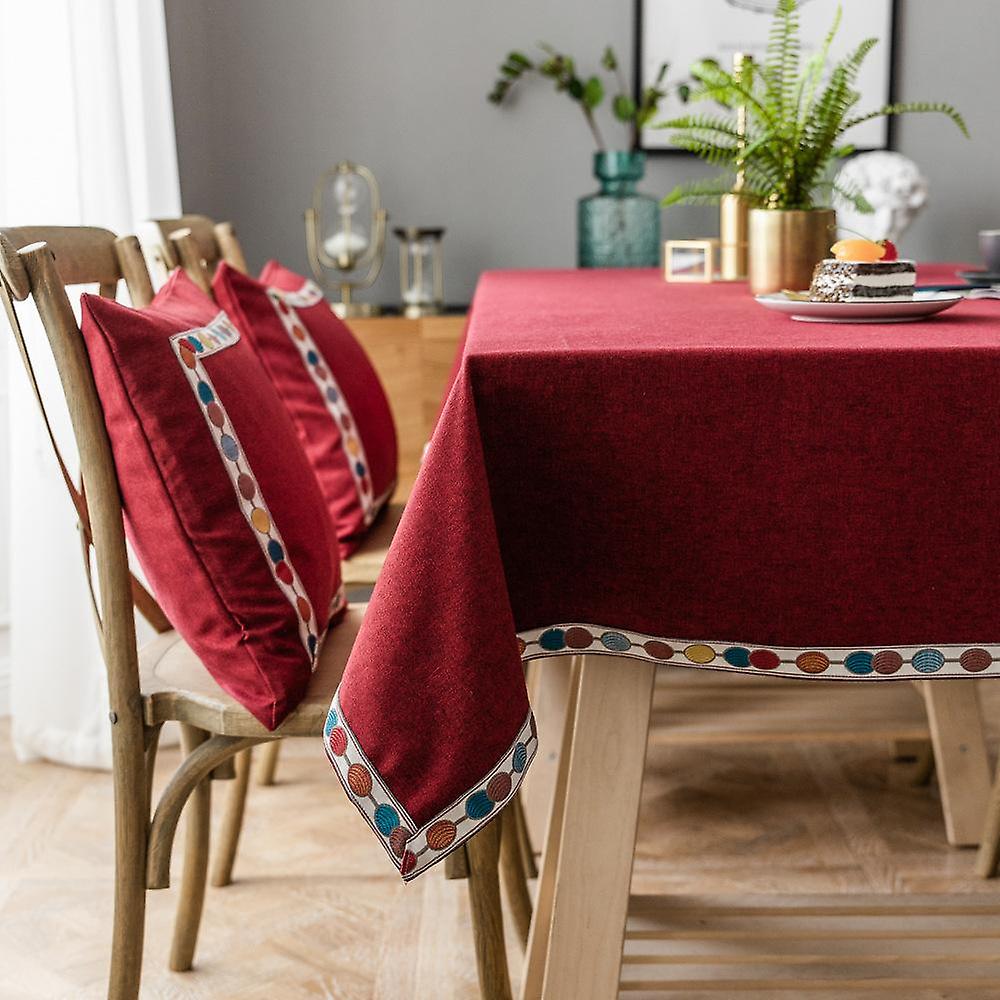 Linen Rectangular Tablecloth Jacquard Red Imitation Cotton Linen Christmas Table Cloth