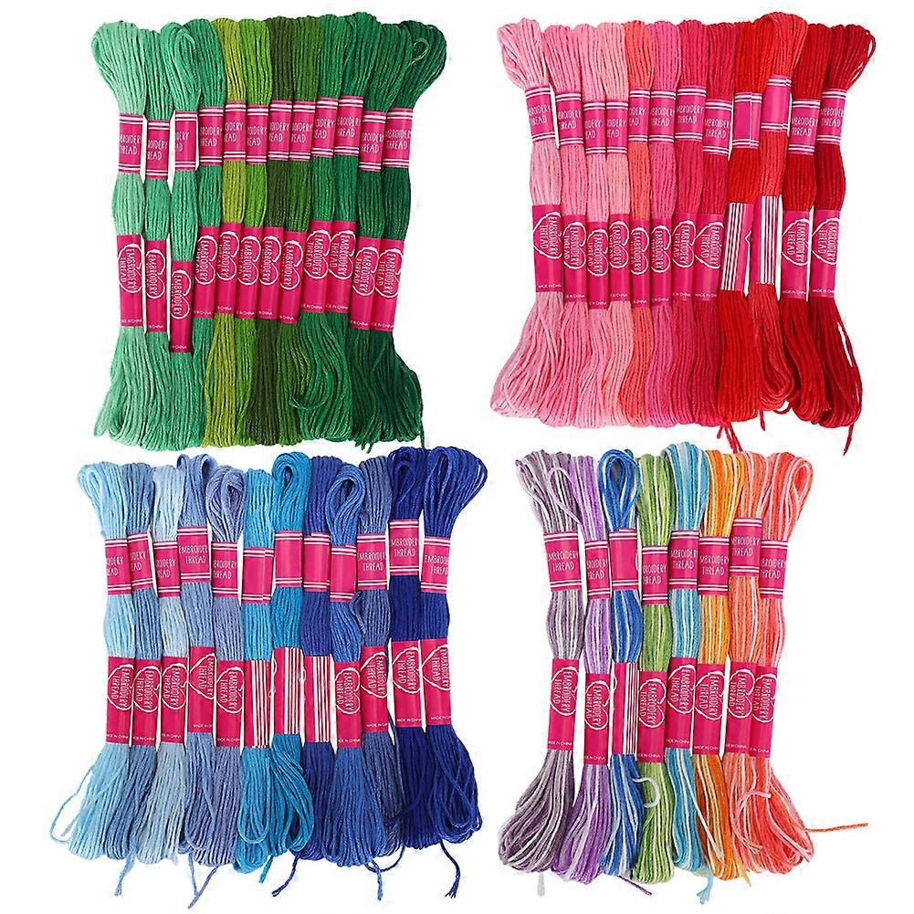 44Pcs Embroidery Thread CrossStitch Floss Gradient Color Polyester Cotton Skeins 8 Meter