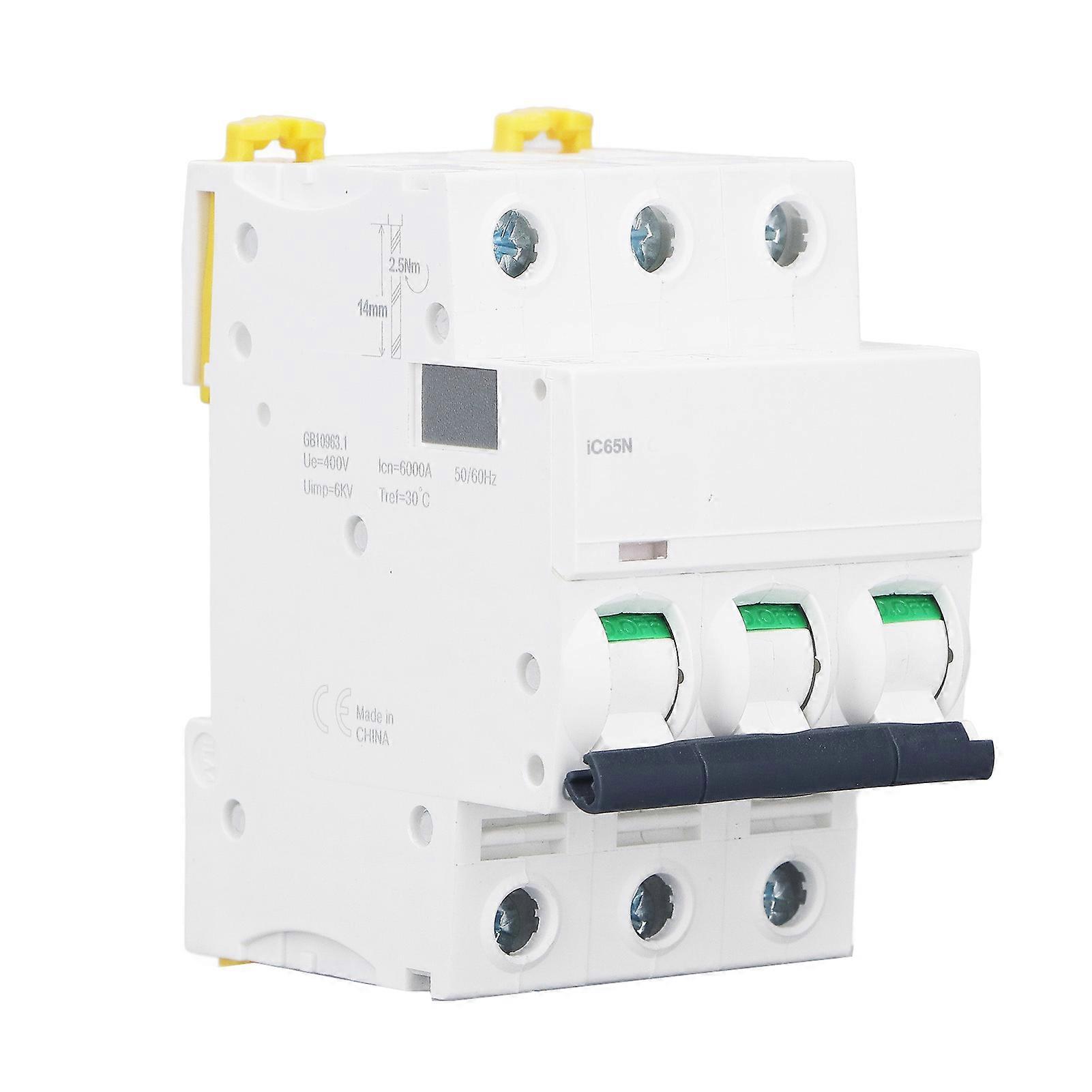 3P Miniature Circuit Breaker Easy Disassembly Assembly Din Rail Mount Circuit Protection AC400V 10A
