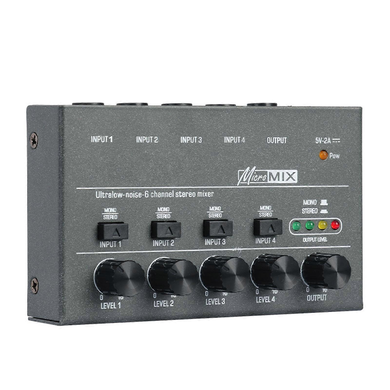  Four-way Audio Mixer DX400 Stereo Professional Sound Mixer 5V 2A USB Power