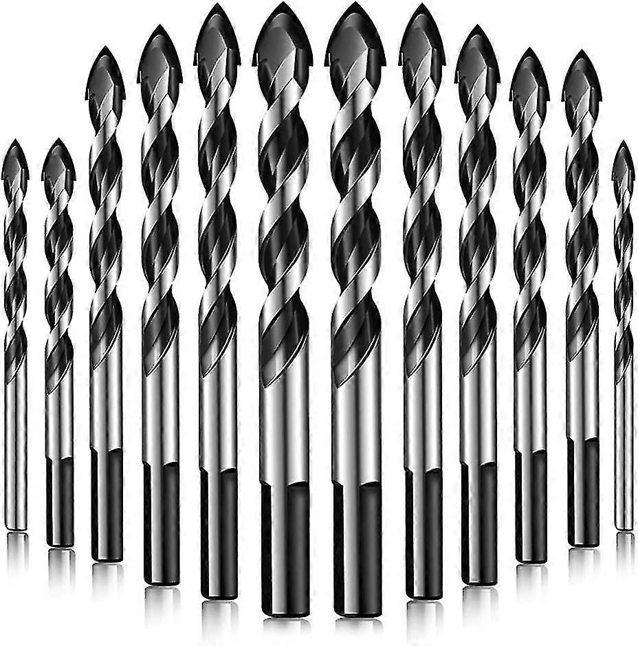 Tile Drill Bits Set,12pcs Suitable For Triangular Drill Bit For Carbon Steel Tile, Wood, Porcelain, Concrete, Plastic