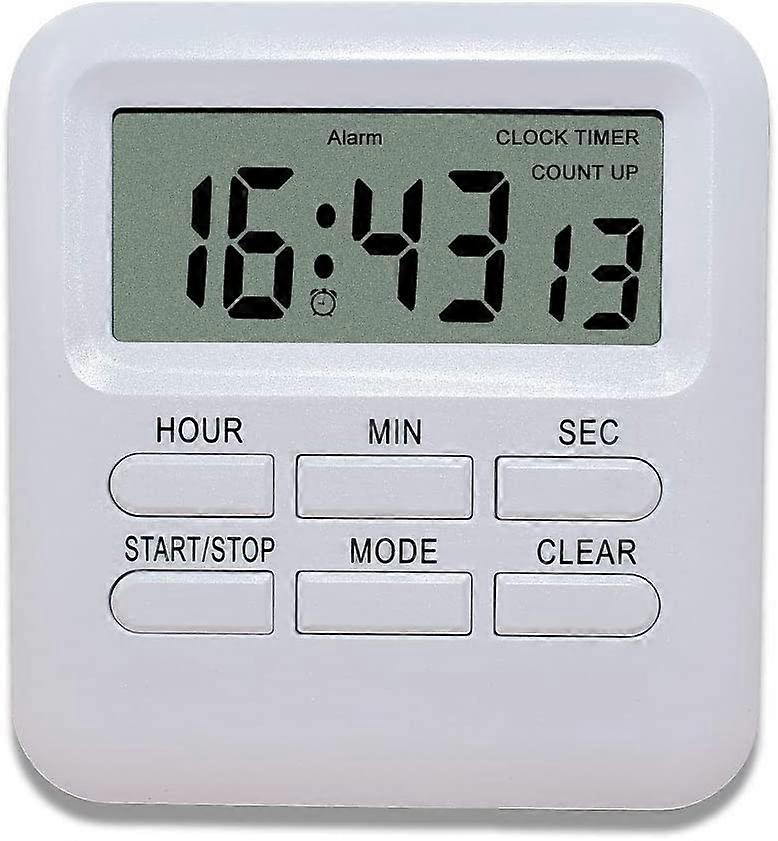 Digital Timer with 3 in 1 Clock/Alarm Clock Function, Magnetic Kitchen Timer, Countdown Stopwatch Timer, (White)